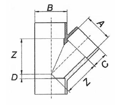 PVC T-kus 45°